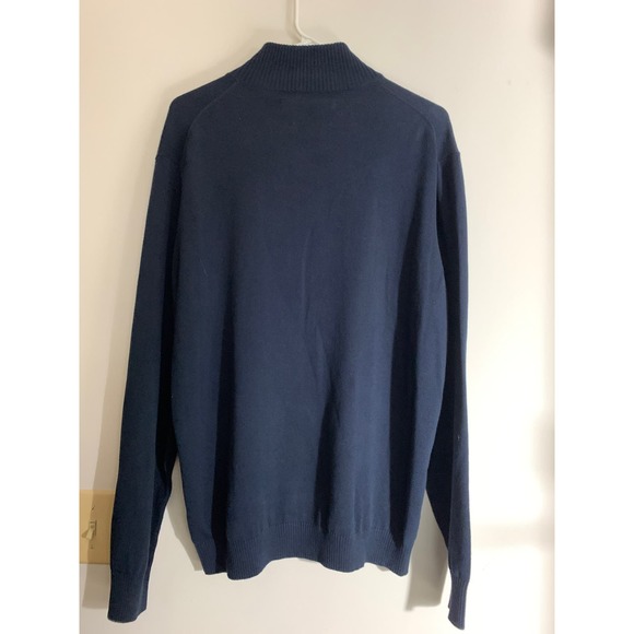 Perry Ellis 1/4 Zip Men's Sweater Pullover Argyle Mock Rockabilly Preppy Core Bl - Picture 2 of 10